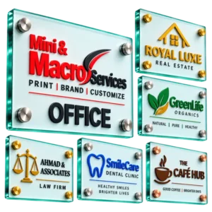 Glass name plate by Mini and Macro Services